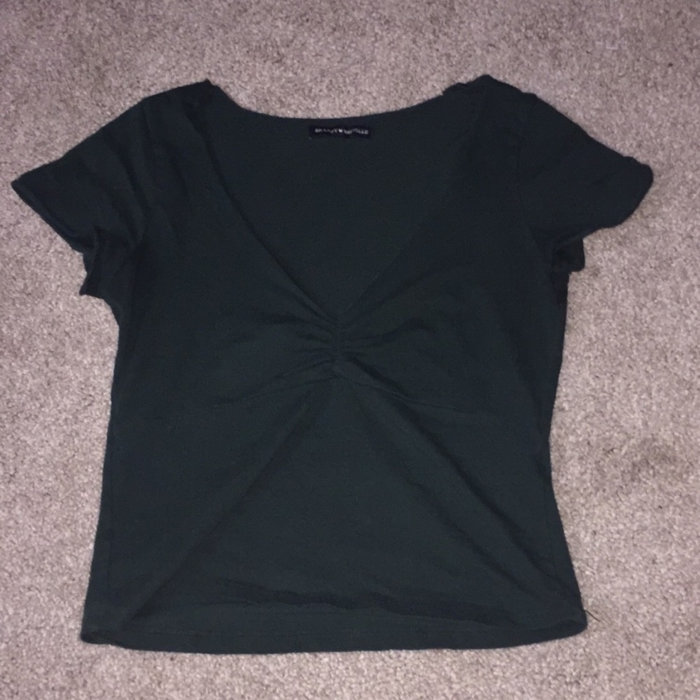brandy melville green crop top v neck